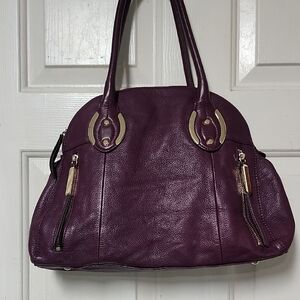 Chic Plum Leather Shoulder Bag
